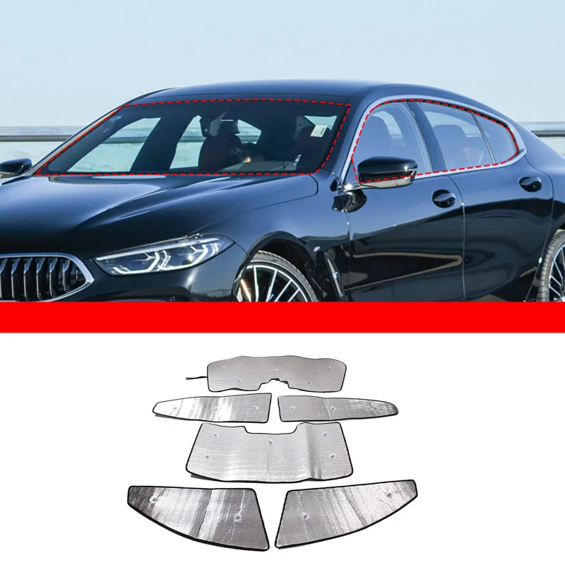 

For BMW 8 Series G14 G15 G16 2019-22 Aluminum Foil Car Front Windshield Full Window Glass Sun Protection Parasol Car Accessories