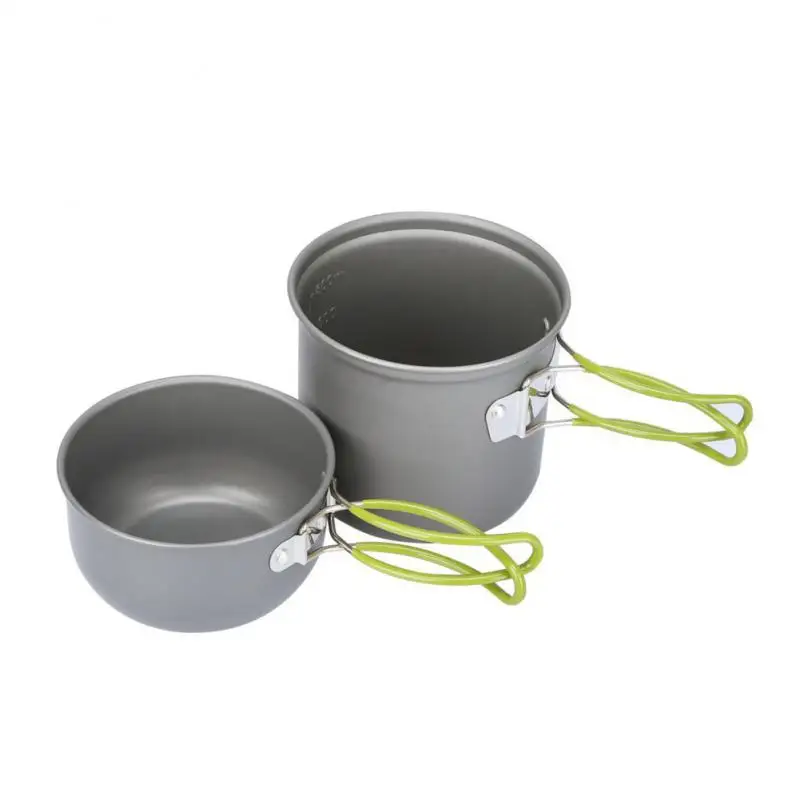 

Camping Cooking Utensils Outdoor Aluminum Tableware 1-2 Persons Set Portable Kettle Pans Pots Hiking Picnic Travelling Equipment