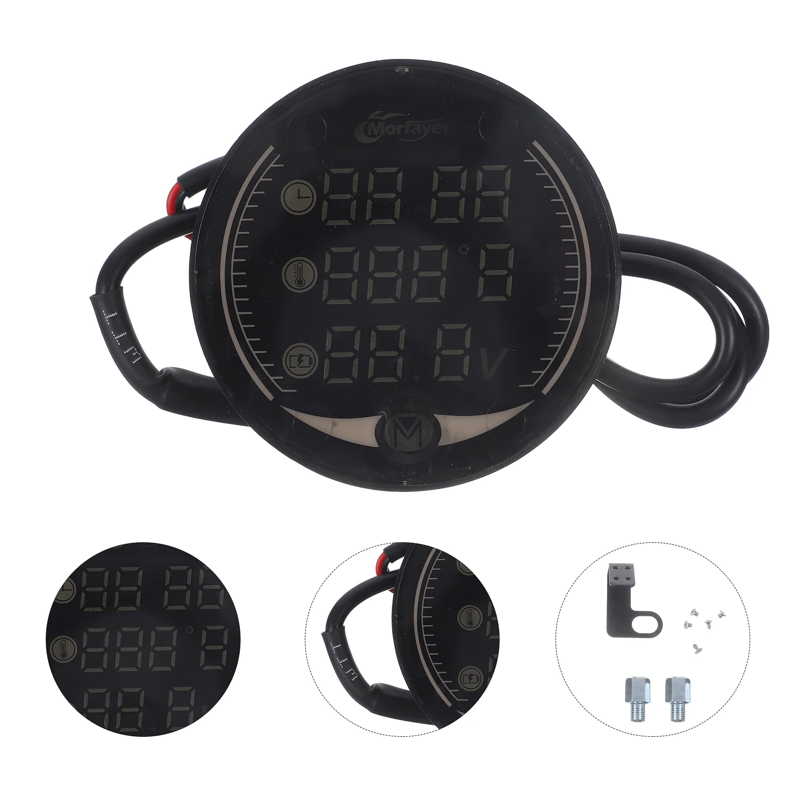 

1Pc LCD Time Voltage Temperature Three-in-One Odometer Digital Motorcycle Meter