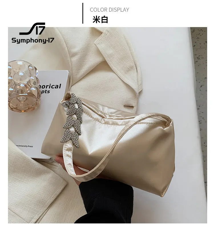 Premium bag women's niche dinner silk shoulder bag new fashion diamond butterfly trend tote armpit bag