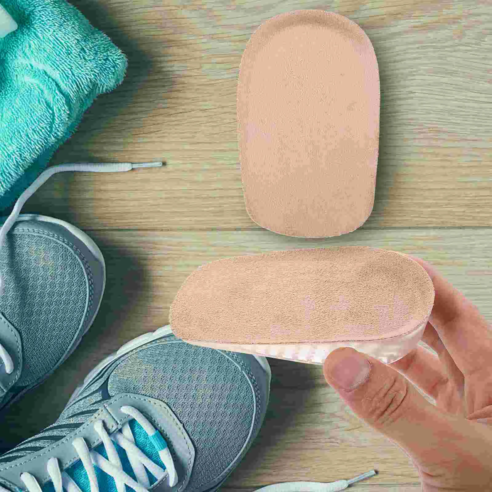 

1cm Heightening Half Insole Invisibility Absorption Front Insole Shoe Pad Heelpiece Cushion Size L (Apricot)
