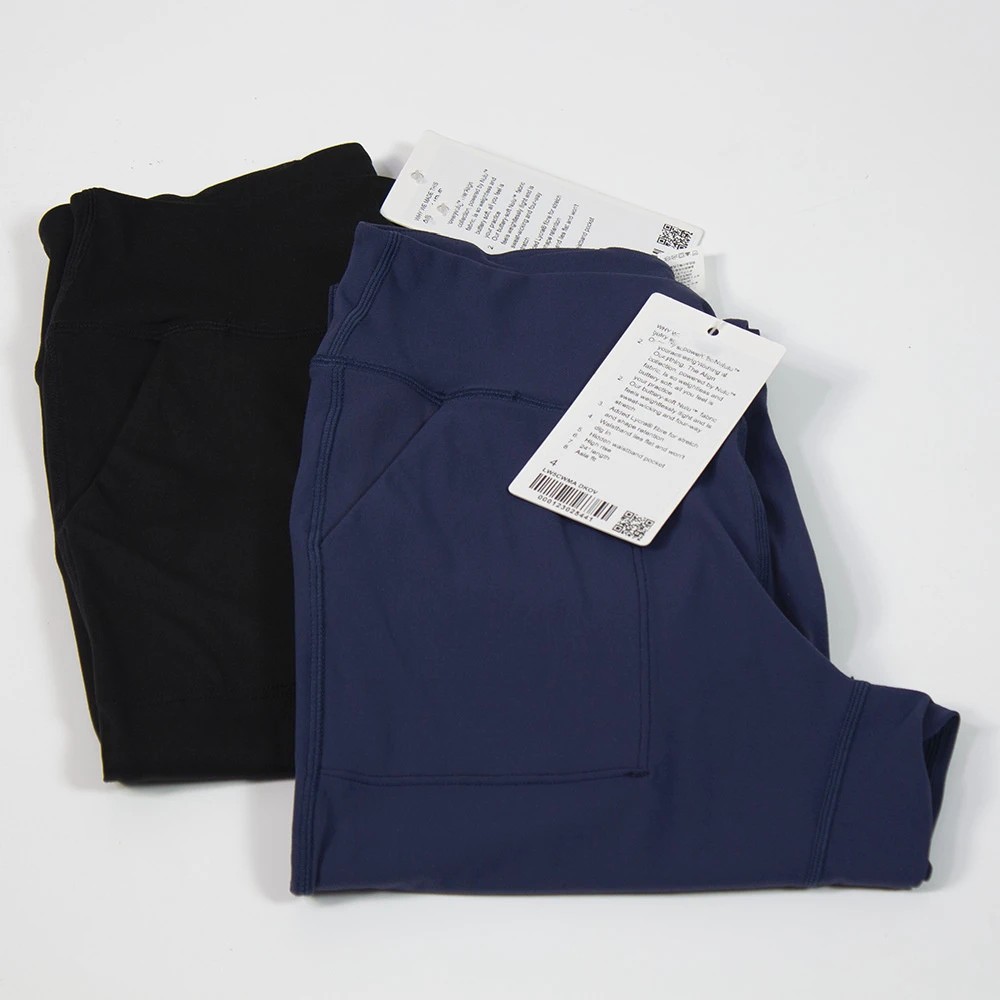 Lulu Women High Waist Stretch Yoga Pants Women Yoga Sports Leggings Outer With Pockets Casual Jogging Fitness Leggings