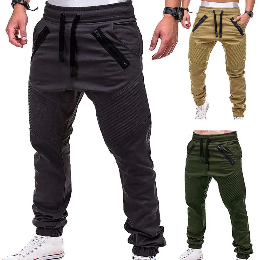 

Stylish Bottoms Sporty Zipper Pockets Fashion Zip Pockets Ankle Tied Sports Pants Trousers Skin-friendly