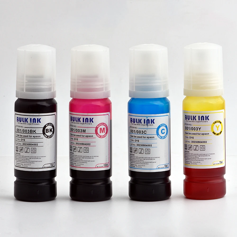 

70ml Dye Ink Kit Compatible For Epson Eco Tank ET-2700 ET-2750 ET-3700 ET-3750 ET-4750 Inkjet Printer Tank Cartridges CISS