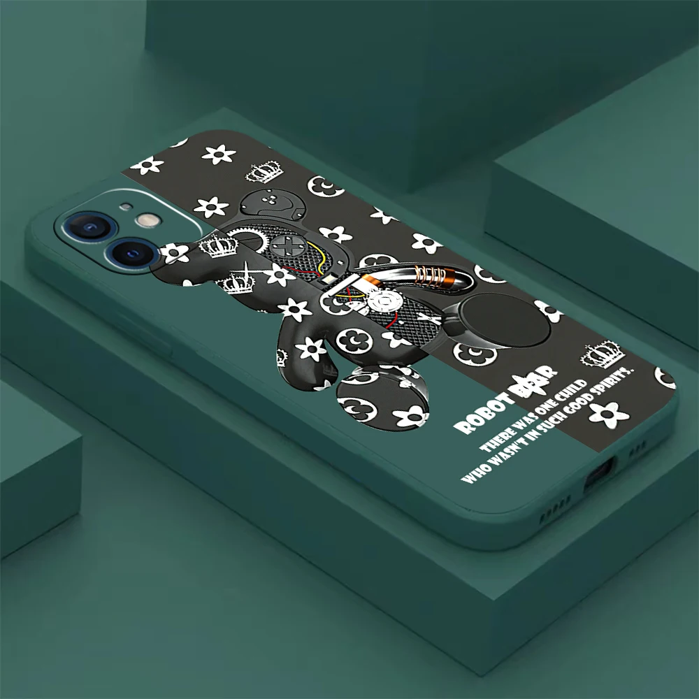 

Luxury Fashion Bear Funda Phone Case For iPhone 11 13 12 Pro Max 12 13 Mini X XR XS MAX SE 2020 7 8 6s Plus Celular Cover Coque