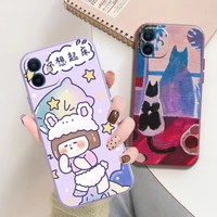 cute cartoon hand painting phone case for iphone 13 12 pro phone case for iphone 11 pro max x xs xr luxury silicone soft cover