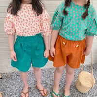 2022 summer new fashion korean version kids comfortable casual t shirt girls floral short sleeves boutique kids fashion clothing