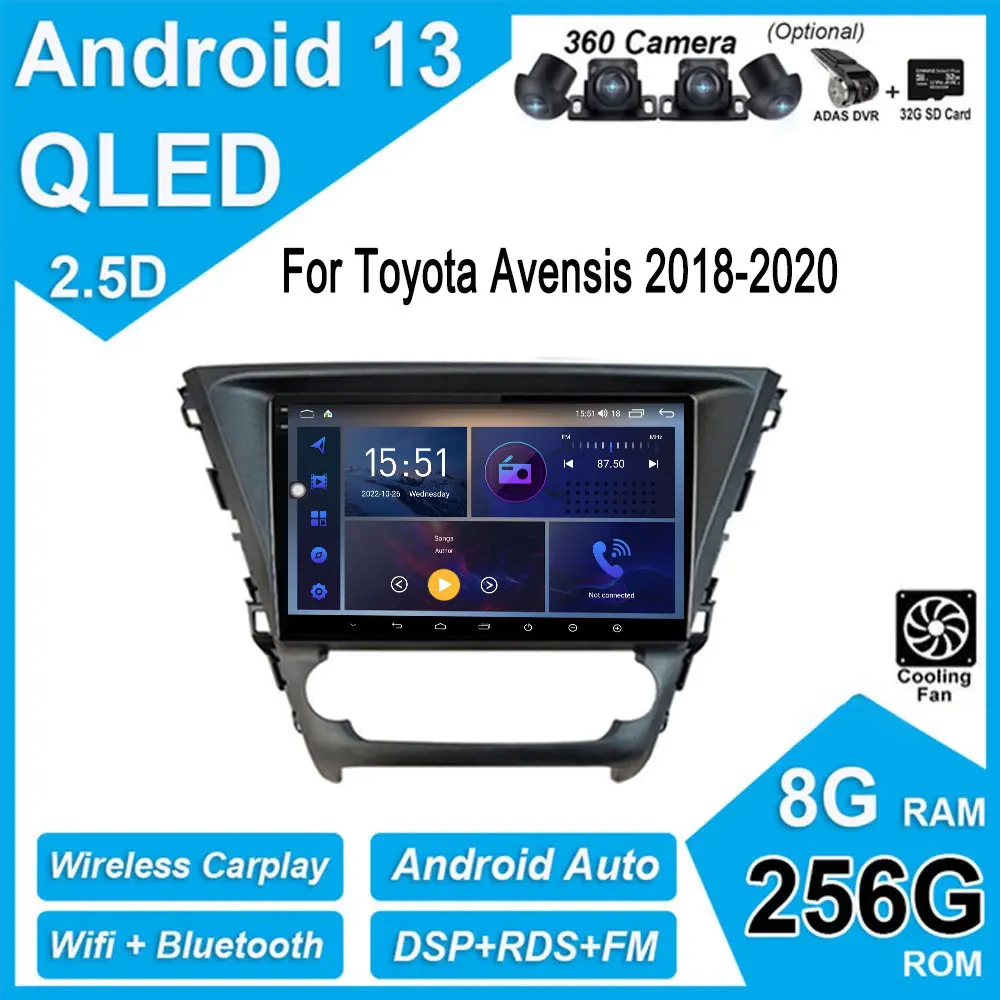 

For Toyota Avensis 2018-2020 Android 13 Car WIFI 4G Radio Multimedia Video Player Carplay Screen Stereo Auto
