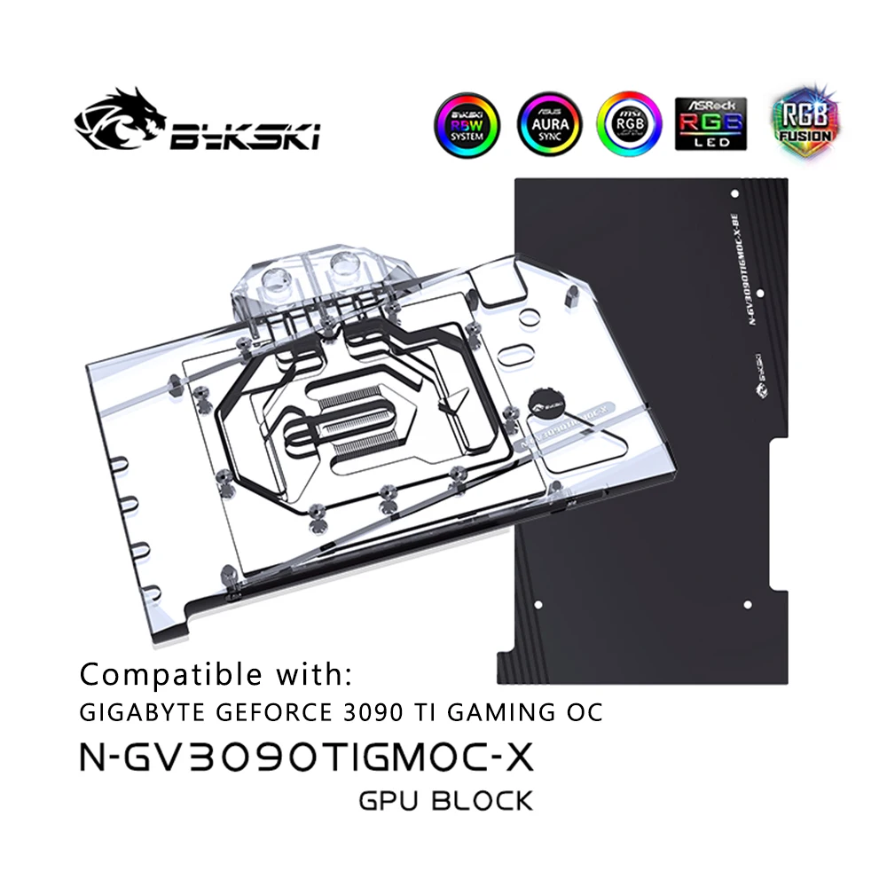

Блок водяного охлаждения Bykski GPU для Gigabyte Geforce RTX 3090Ti GAMING OC 24G Cooler с задней пластиной, N-GV3090TIGMOC-X
