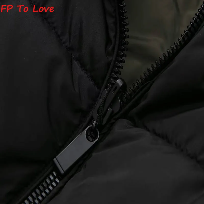 Double Sided Long Jacket Winter Warm Cotton Hooded Coat Woman Outwears PB&ZA Female Streetwears 8073228