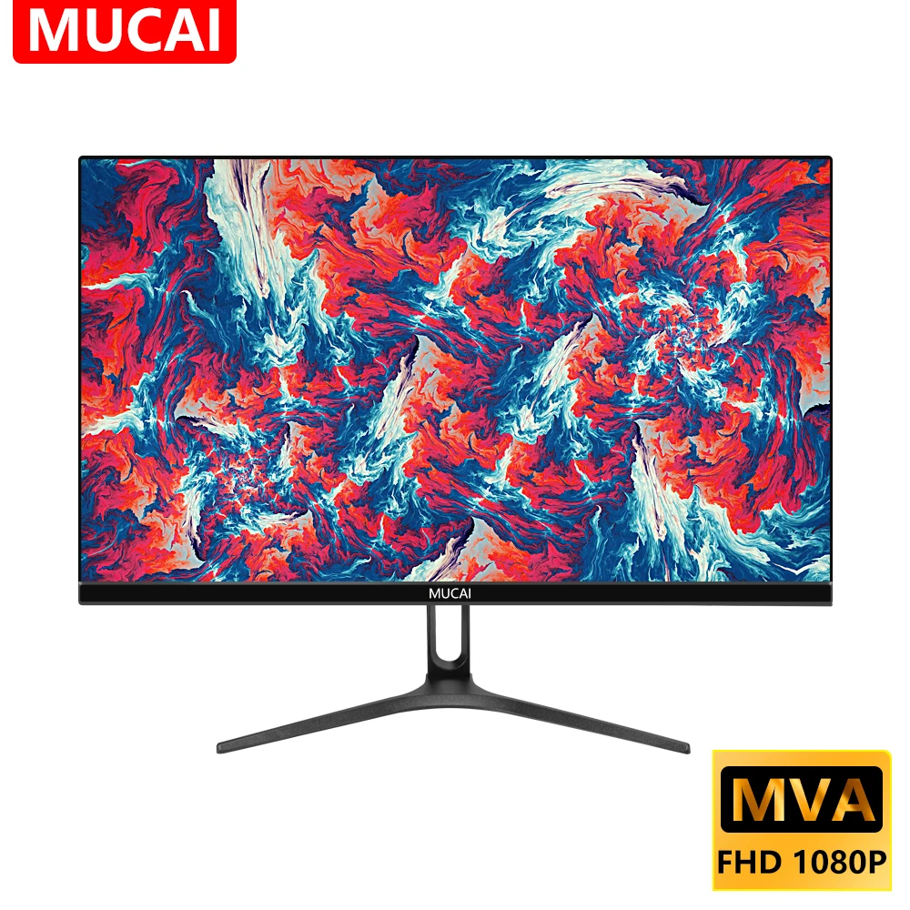 

MUCAI 24 Inch Monitor Office Gaming Computer 75Hz Display FHD 1080P MVA Light Screen HDMI-compatible VGA Power Por 1920*1080