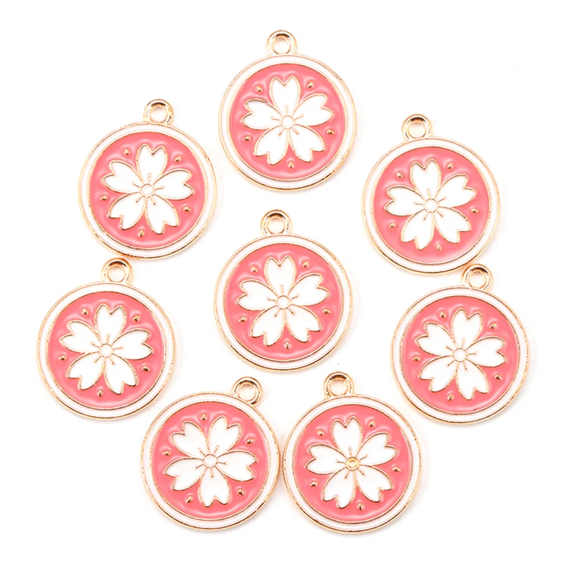 15 шт. 29*17 мм розовый цвет вишни эмалевый сплав кулон для браслета серьги ручной