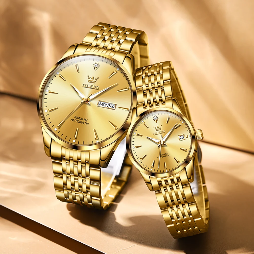 

Часы наручные OLEVS мужские/женские Автоматические, роскошные брендовые механические водонепроницаемые, для влюбленных, подарок для пар