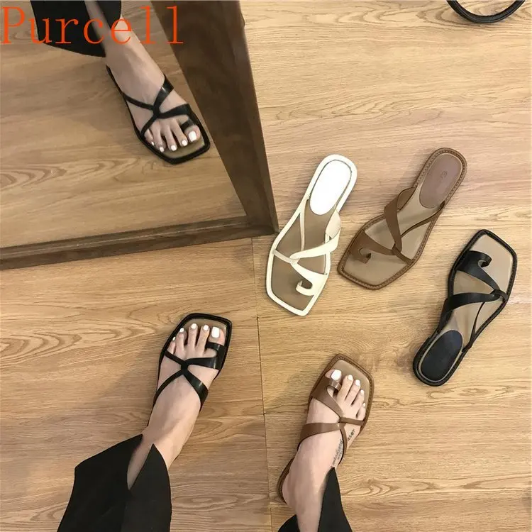 2023 new women's sandals summer clip toe slippers outdoor fashion flat bottom casual non-slip sandals