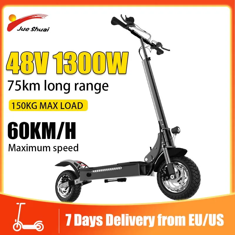 

75KM Long Range Electric Scoter Adults Powerful Motor 48v 1300W Speed 60KM/H Electric Scooter Double Shock Absorption Folding