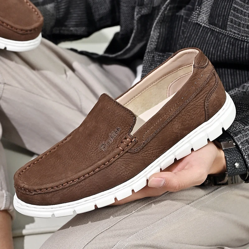 

Summer Fashion Men's Flats Shoes Man Brand Genuine Leather Casual Shoes Male Comfortable Driving Shoe Classic Gentleman Shoes