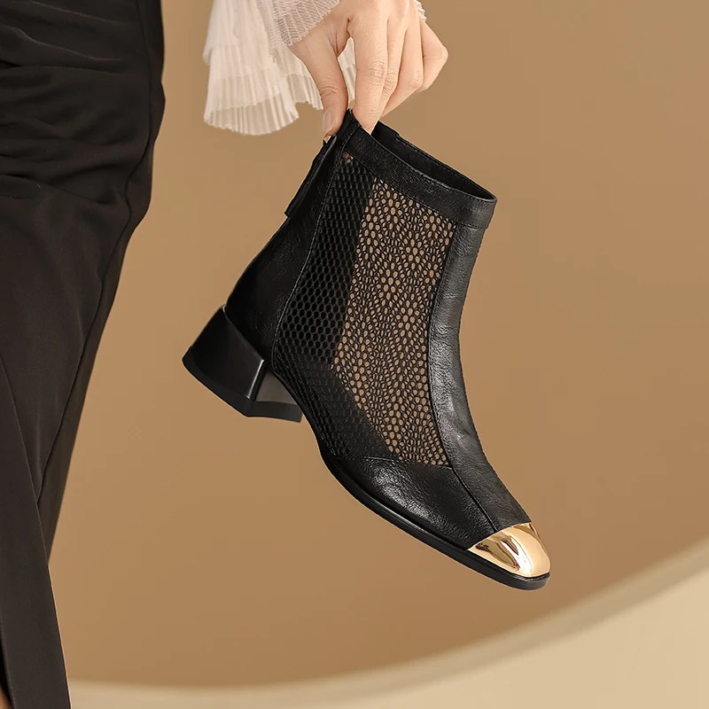 Женские ботинки из натуральной кожи на молнии сзади 22-24 5 см