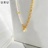 fashion jewelry natural freshwater pearl necklace 2021 new trend elegant design asymmetrical chain necklace for women girl gift