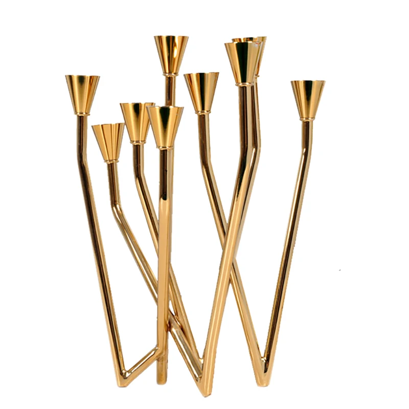 

Nordic Nine Head Metal Candle Holders Luxury Gold Decorative Candlesticks Modern Home Decoration Table Centerpiece Ornament Gift
