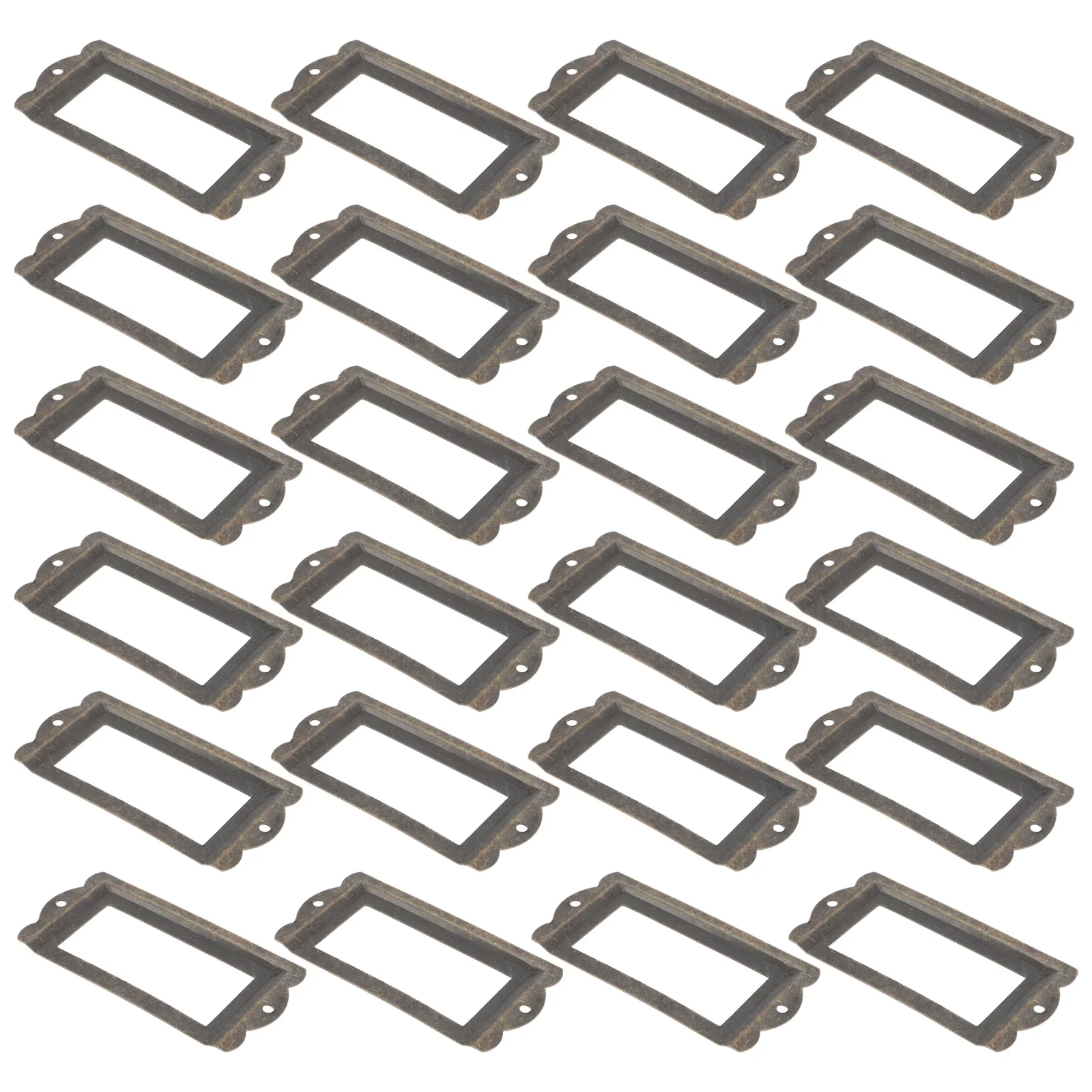

24pcs Label Holder Frames Antique Vintage Metal Label Frames Drawer Tag Frames Drawer Label Frames Cabinet Label Frames