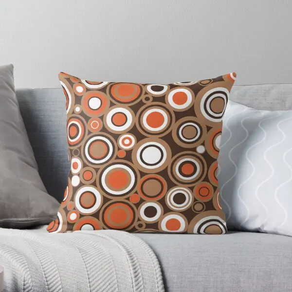 

Orange White And Brown Circle Retro Pat Printing Throw Pillow Cover Bedroom Soft Office Case Hotel Pillows not include