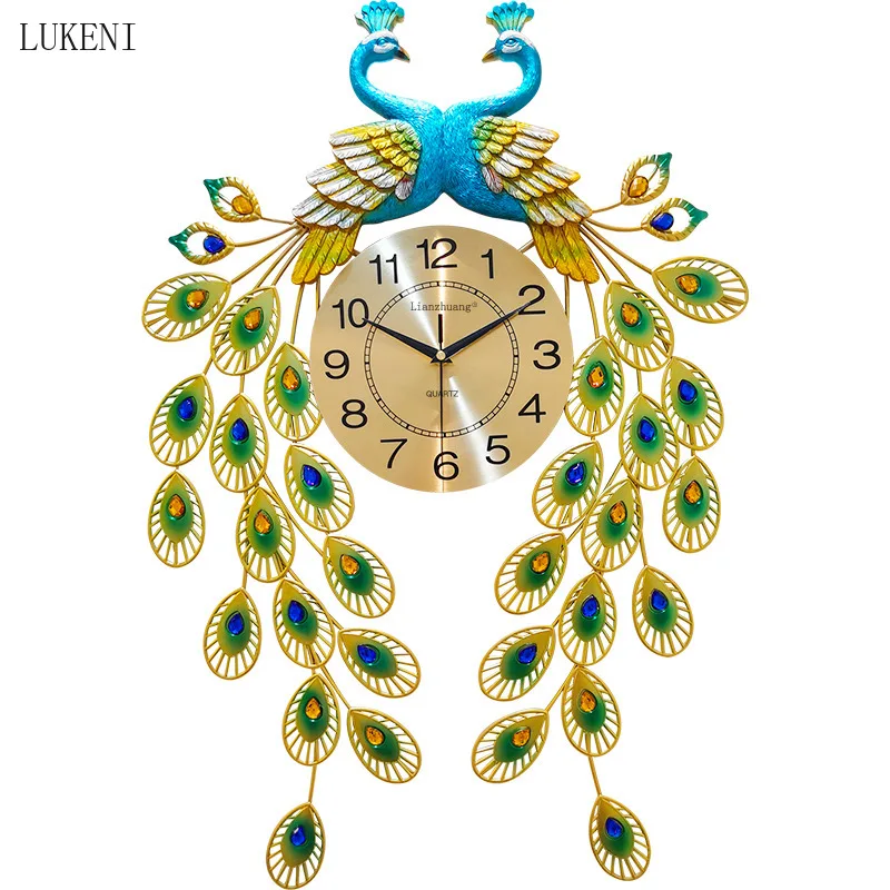 

Peacock Light Luxury Wall Clock Living Room European Style Creative Home Personality Simple Fashion Clock Atmospheric Wall Watch