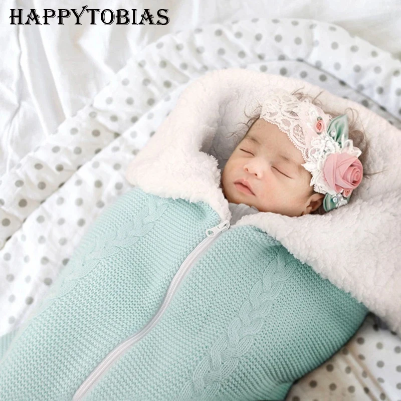 Newborn Baby Knitted Stroller Sleeping Bags Envelope Kid Wrap Swaddle Blankets Bedding Envelope Infant Sleepsack 0-1-2 Month S14