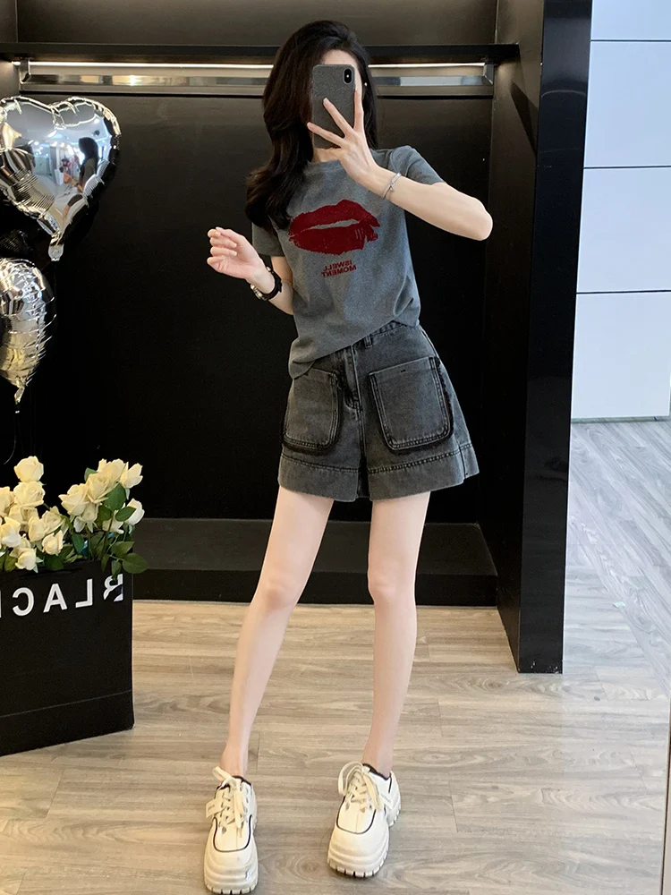 Комплект европейских товаров для женщин Лето 2024 Новинка стройнящие шорты с