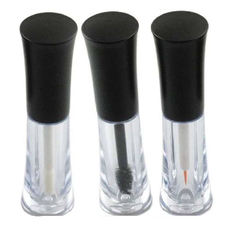 

2ML Lip Gloss Tubes Unique Slim Waist Shape Mascara Tube Vials Matte Black Lid Refillable Eyeliner Eyelash Growth Liquid Bottle