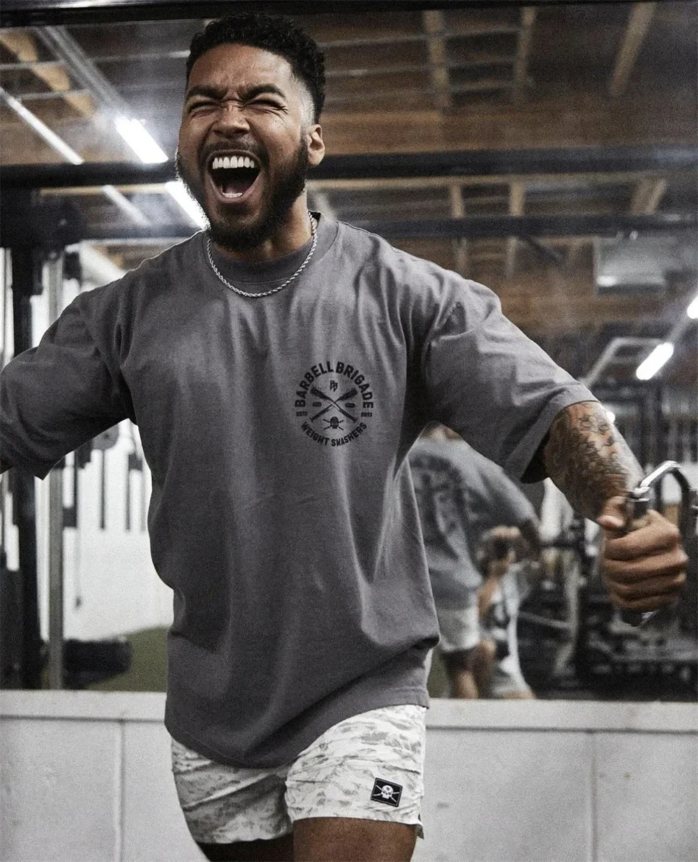 Мужская Футболка Для Фитнеса Со Штангой И Принтом С Короткими Рукавами Бега В