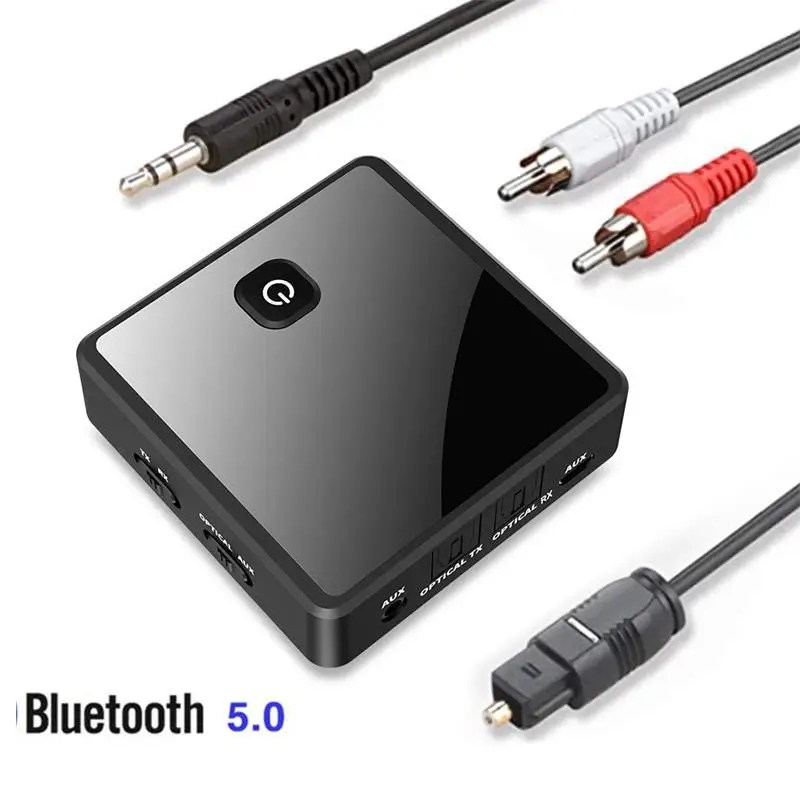 

2 в 1 Bluetooth-совместимый приемник-передатчик 5,0 с низкой задержкой 3,5 мм Aux Rca оптический беспроводной аудиоадаптер