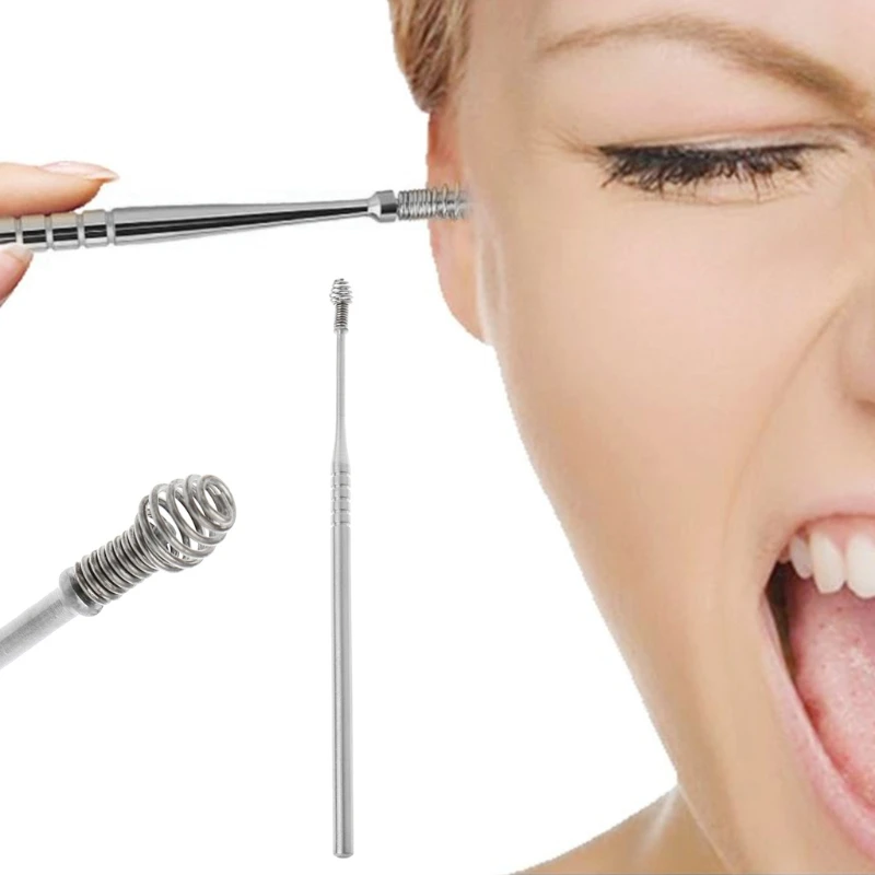 

Portable Spiral Stainless Steel Earpick Curette Ear Wax Remover Spring Ear Clean