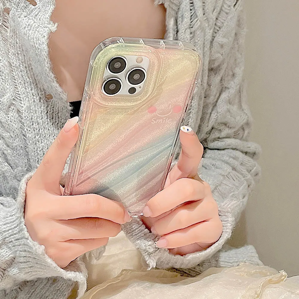 

Luxury Bling Glitter Clear Case For iPhone 14 Pro Max 13 12 Pro Max 11 Shockproof Wavy Shiny Candy Color 3D Texture Soft Cover