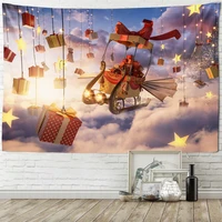christmas party tapestry art deco curtain picnic table cloth hanging home bedroom living room christmas tree santa claus