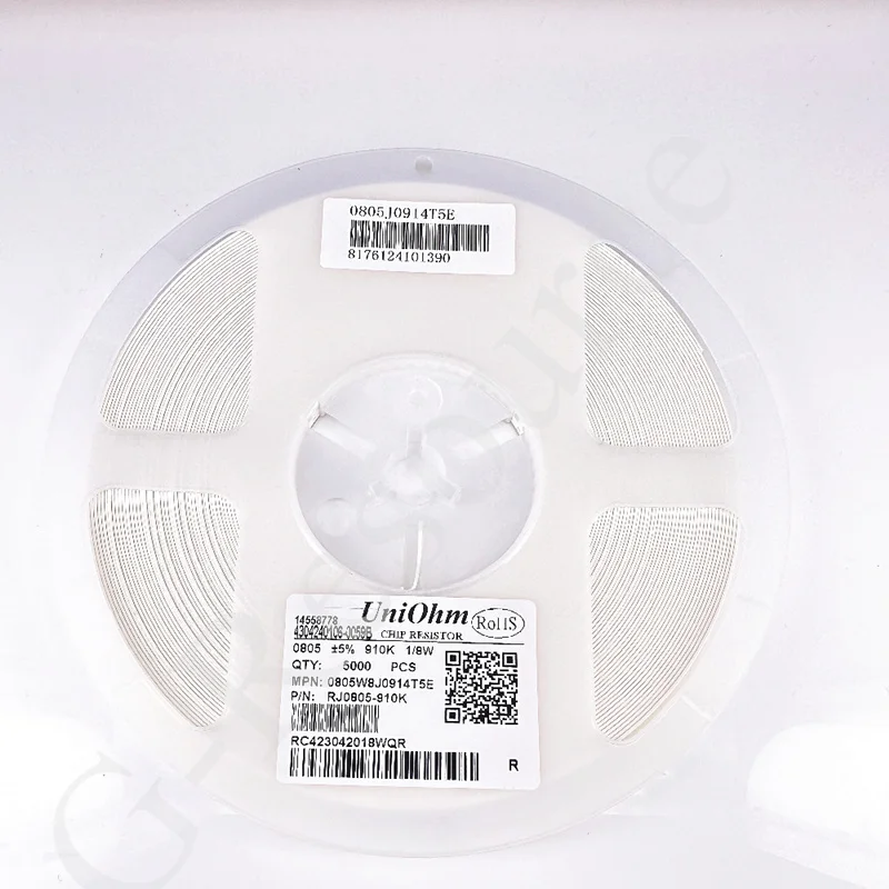 

(100 шт.) резистор 0805W8J0914T5E (сопротивление патч 910KΩ ± 5% 1/8W ± 100