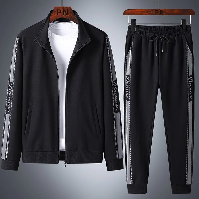 

Spring Autumn Men's Sets 2 Piece Hoodie+Pants Sportswear Tracksuit Men Plus Size Active Casual Cotton Black Sweat Suits 8XL
