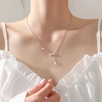 japanese and korean summer butterfly zircon necklace female light luxury temperament accessories niche design clavicle chain