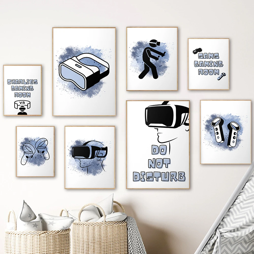 

Games Room Video Art Wall Canvas Painting Print Gamer Player Decor Room Home Modern Abstract Poster Picture