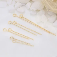 100pcslot copper gold plated eye pins 20 30 40 50 75mm headpins loop pin for diy earrings bead necklace jewelry making supplies