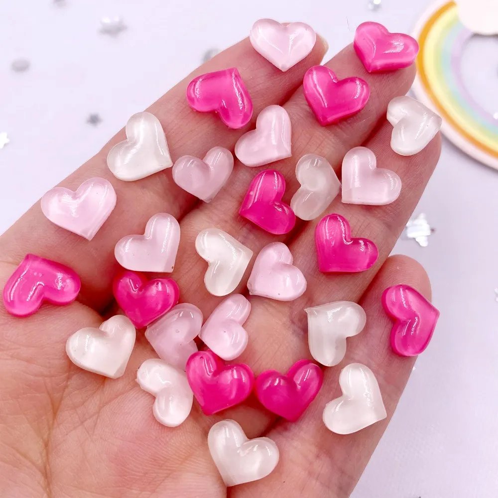 

50 шт. Кристаллы из смолы Diy Super Paradise, розовые, белые, сердечки