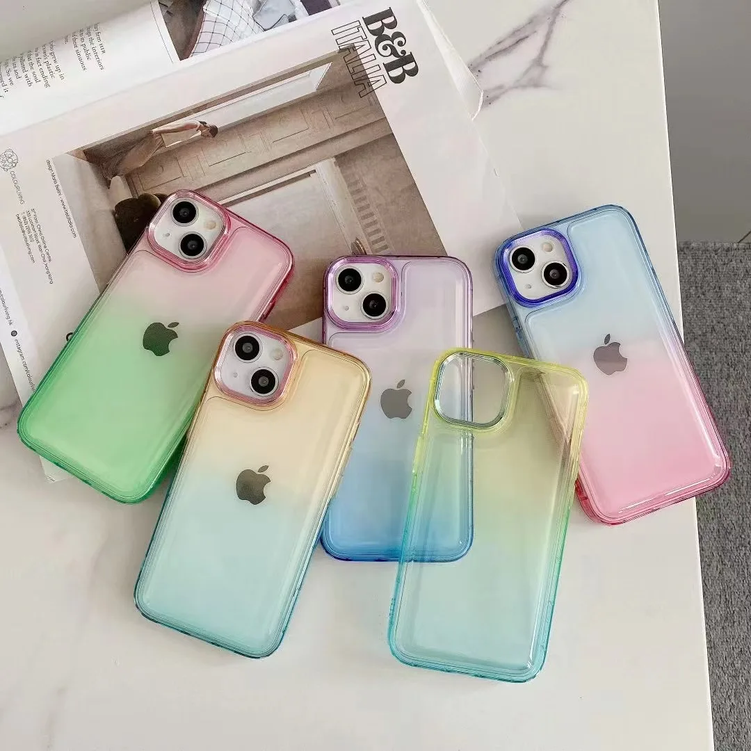 

10pcs Two-color Gradient Bubble Air Cushion Phone Case for iPhone 14 13 12 11 Pro Max Plus X XS XR 8 Back Protective Case Shell