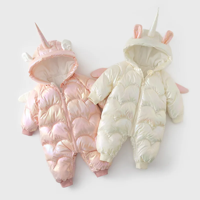 66-90cm Winter Baby Girl Clothes Baby Romper Girl Unicorn Outwear Newborn Baby Clothes Kids Jumpsuit Baby Girl Outfit