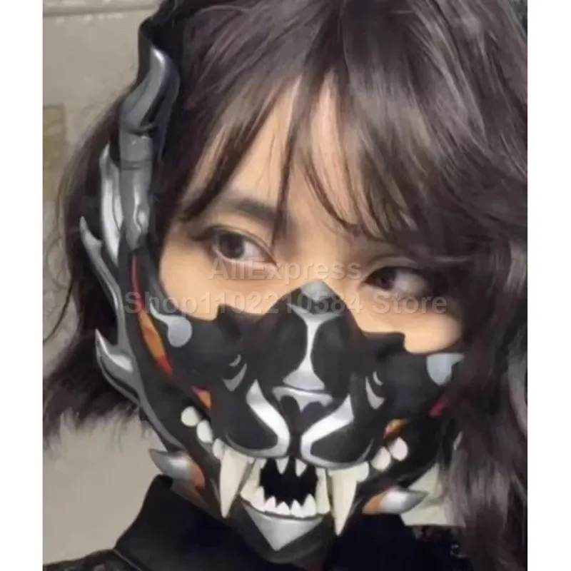 

Halloween mask anime cos wolf prajna japanese mask costume accessories half face party masquerade dance animation surrounding