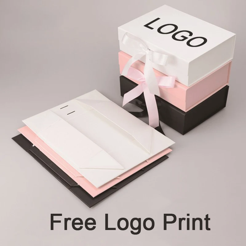 

5 Pcs Free Custom Logo Wedding Gifts Paper Ribbon Box Package Birthday Party Favor Paper Cardboard Box Women Wig Box Scarf Box
