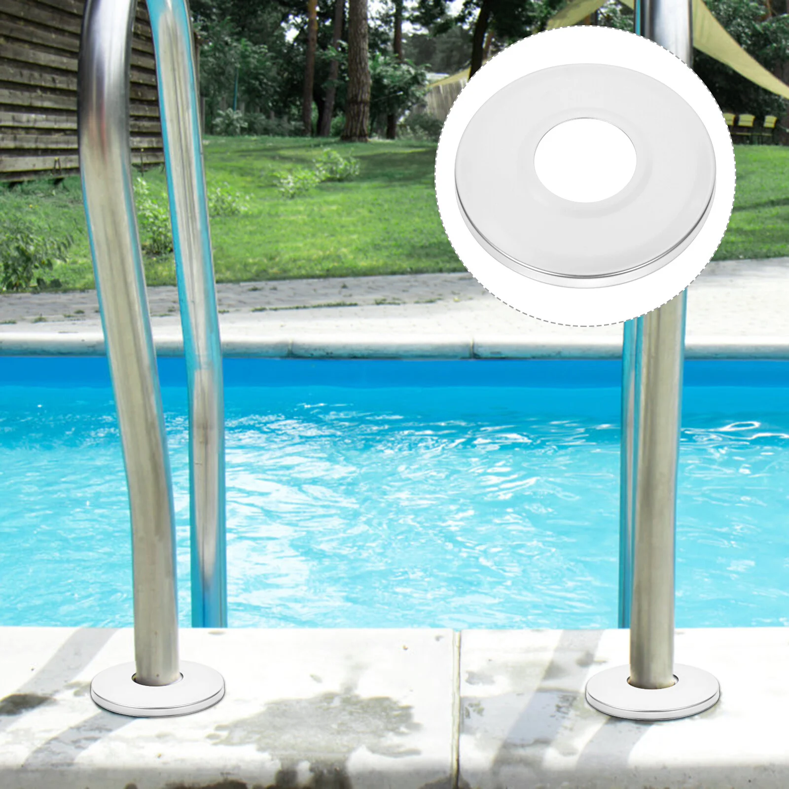 

2 Pcs Bottom Cover Decorative Covers Escutcheon Swimming Pool Ladder Plates Escalator Parts Stainless Steel Handrail