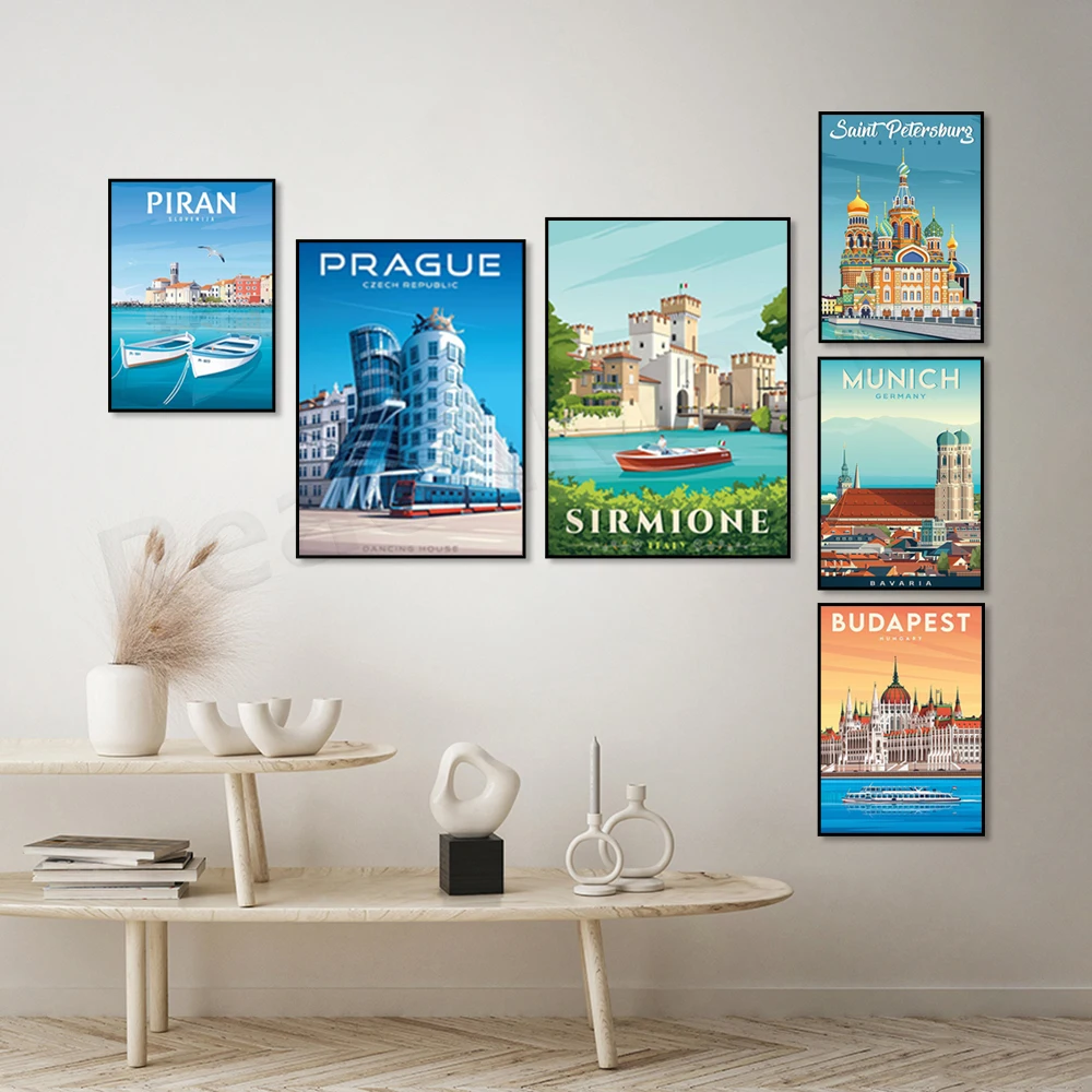 Печать на холсте ReachMani &quotHelsinki Finland Saint Petersburg Piran Slovenia Adriatic Sea Croatia Malta Valletta Sirmione Lake