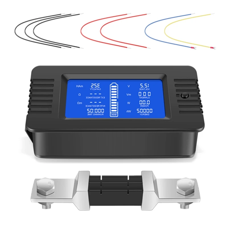 

Multifunction Battery Monitor Meter,0-200V,0-300A (Widely Applied To 12V/24V/48V RV/Car Battery) LCD Display Digital Current Vol