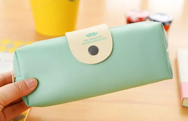 

Large Capacity Portable Student Pencil Case Leather Makeup Cosmetic Bag Brush Pen Pencil Case Stationery Organizer Pouch Box