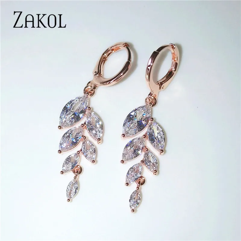 ZAKOL модные серьги-кольца с антиаллергенным кубическим цирконием для женщин