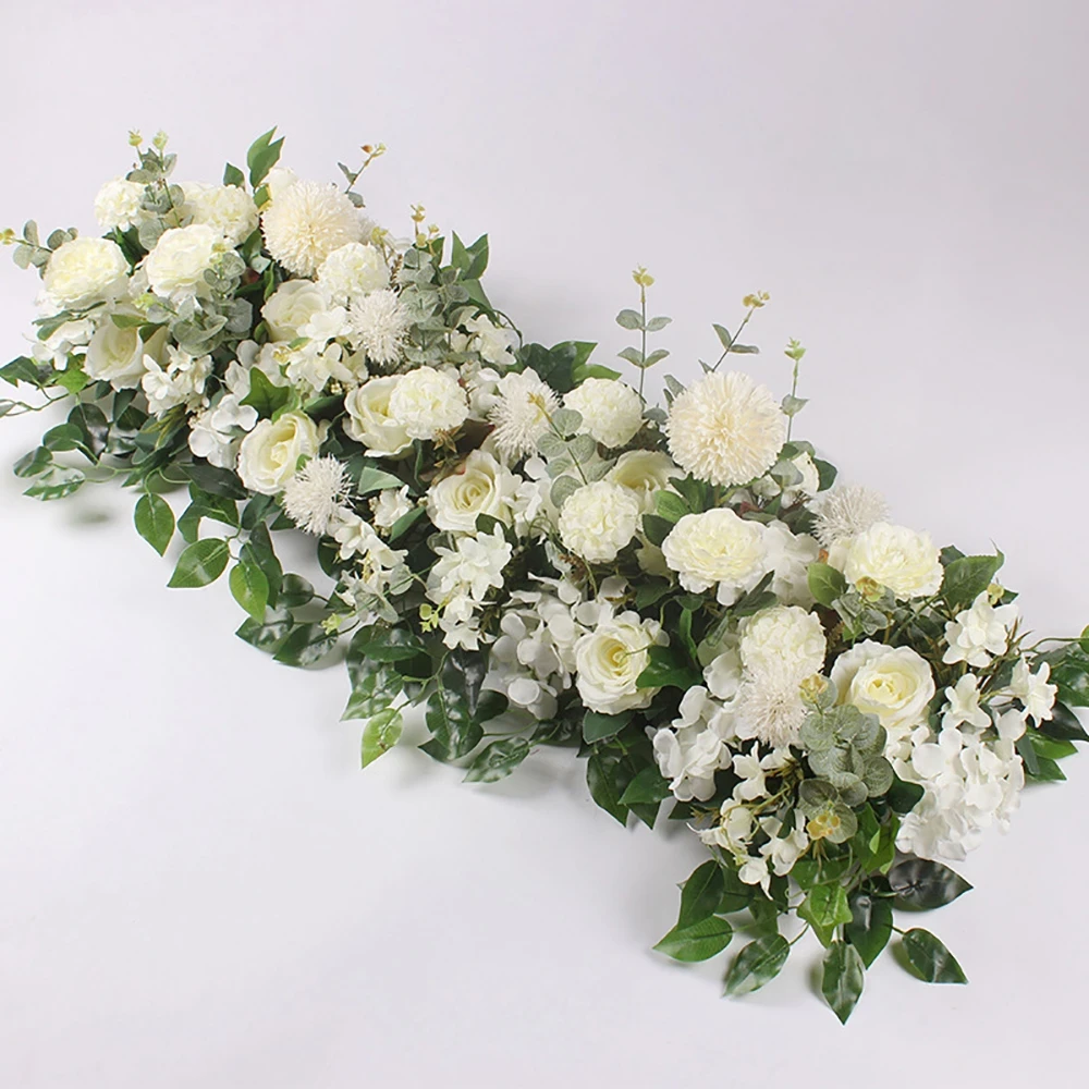 

50cm DIY Wedding Flower Wall Arrangement Supply Silk Peonies Rose Artificial Floral Row Decor Marriage Iron Arch Backdrop White